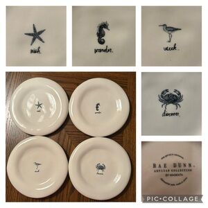 RAE DUNN Artesian Collection - Nautical 6” Plate Set - WISH SEEK WANDER DISCOVER
